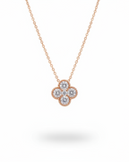 Dainty Clover Diamond Necklace 14K