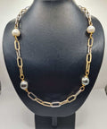 13.5mm White-Black Station Pearl Necklace