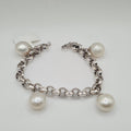 Lucky White Gold Belcher Chain Pearl Bracelet 14K