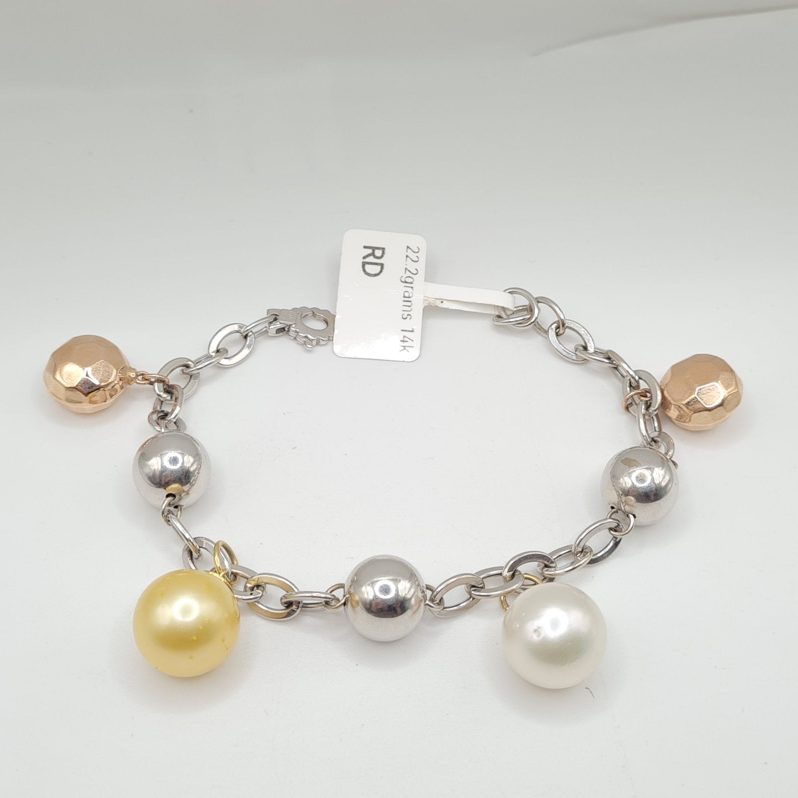 Mixed Color South Sea Pearl Bracelet 14K