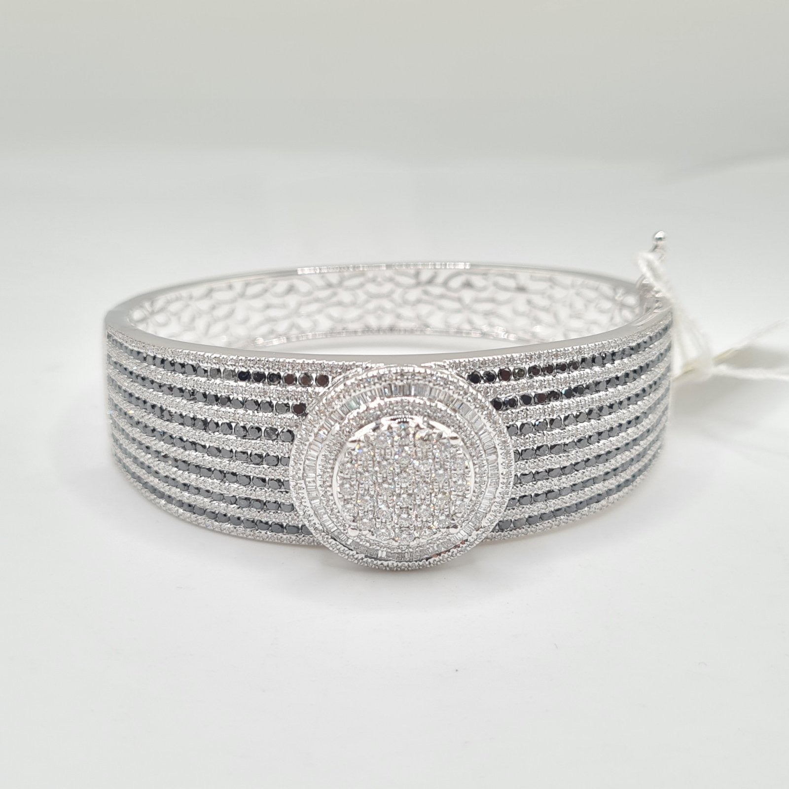 Round Millionaire Black Diamond Paved Bracelet  14K