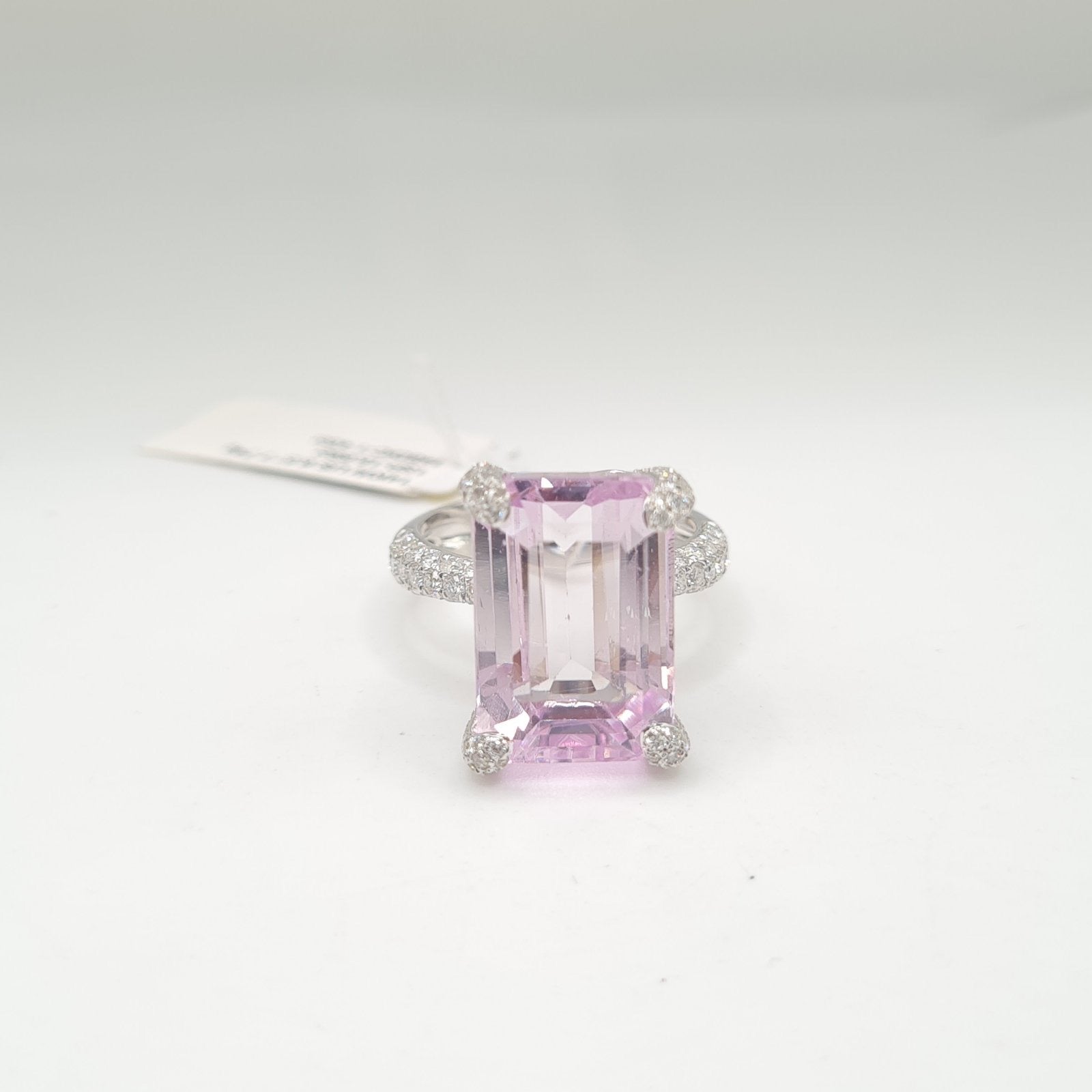 Amethys Emerald Shape Diamond Gemstone Ring 14K
