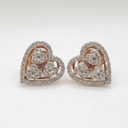 Trio Heart Stud Diamond Earrings 14K