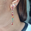 Rainbow Sapphire Dangling Gemstone Earrings 14K