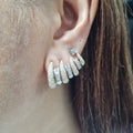Two-Toned Baguette Crawler Paved Diamond Earrings 18K