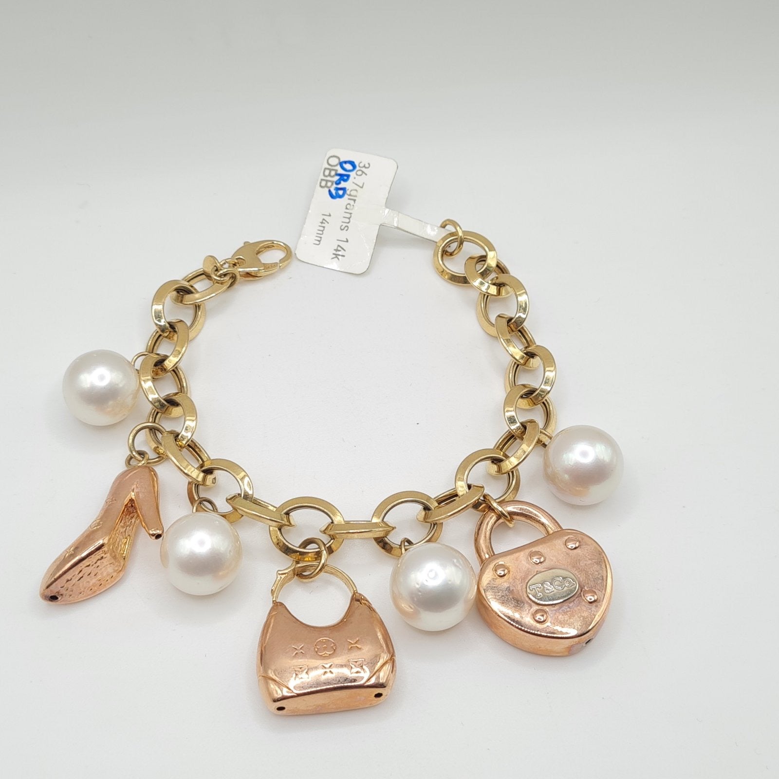 Lucky Charm Classic Link High-Heeled Shoe Bracelet 14K