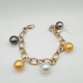 Golden Multi-Colored South Sea Pearl Bracelet  14K