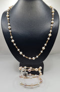 Golden Station Akoya Pearl Necklace and Bangle Spiral Bracelet 14K