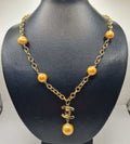 Golden Channel Station Yellow South Sea Pearl Drop Necklace 18K