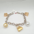 Two-Toned Fancy Design Bag South Sea Pearl Bracelet 14K