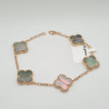 Golden Grey Mother Of Pearl Clover Bracelet 18K