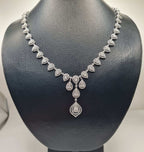 Classic Pear Treardrop Deco Statement Diamond Necklace 14K