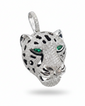 Large Leopard Head Diamond Necklace Pendant 14K