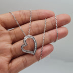 Classic Heart Baguette Diamond Paved Necklace 18K