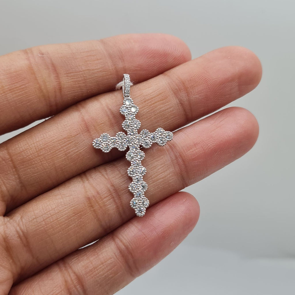 Cross Paved Diamond Necklace Pendant 14K