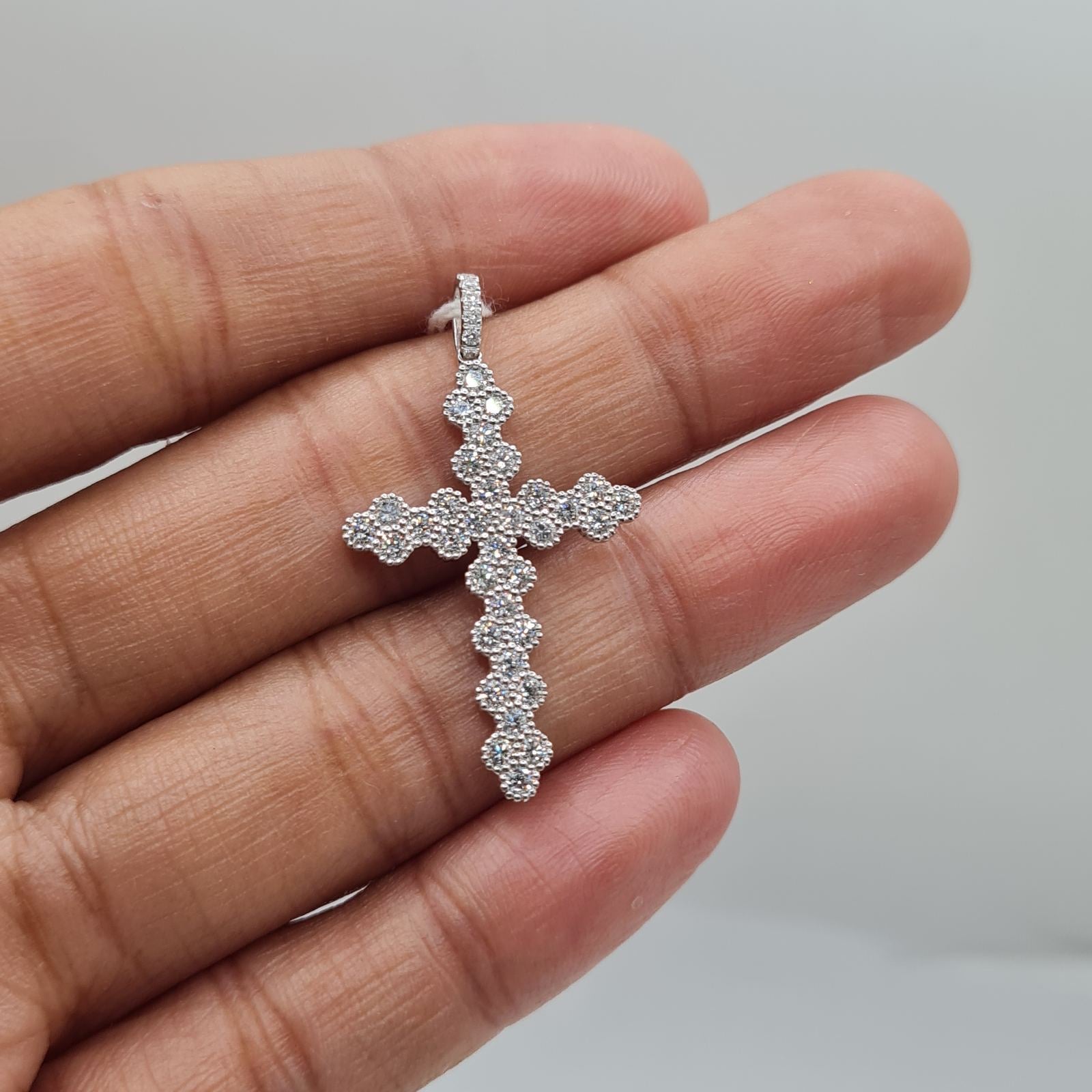 Cross Paved Diamond Necklace Pendant 14K