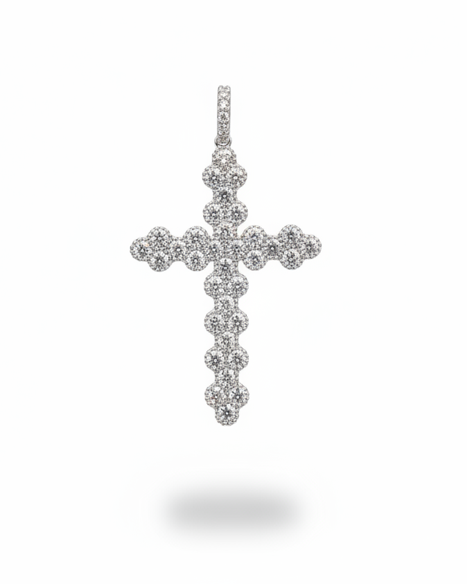 Cross Paved Diamond Necklace Pendant 14K
