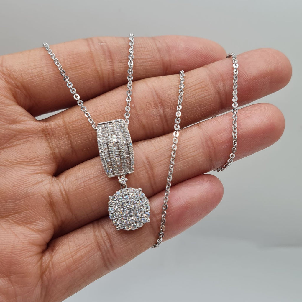 Classic Round Drop Diamond Necklace 14K