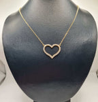 Classic Heart Large Studded Diamond Necklace 18K