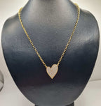 Classic Heart Diamond Paved Necklace 18K 24inches