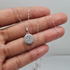 Large Round Illusion Diamond Necklace 18K