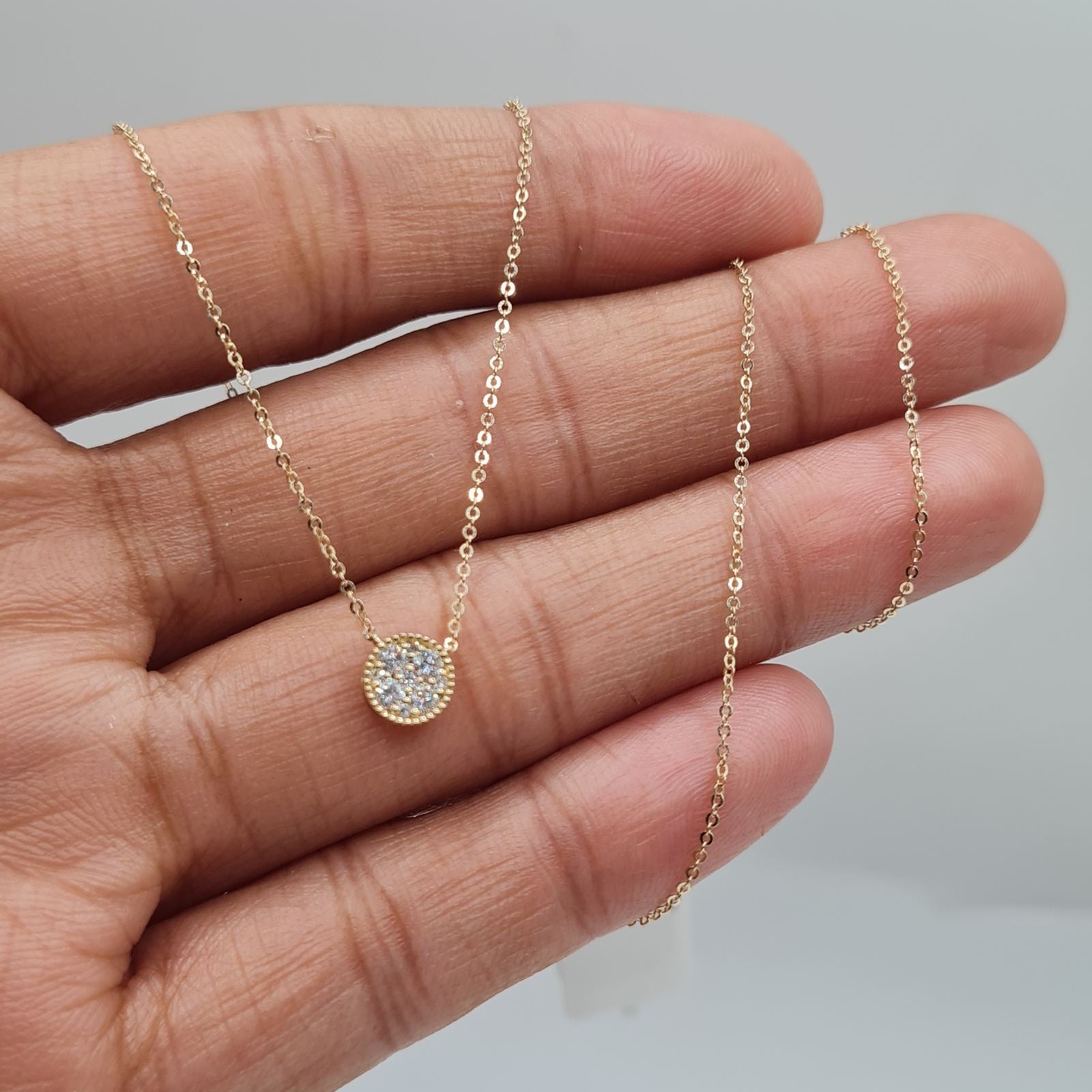Classic Round Dainty Diamond  Necklace 14K