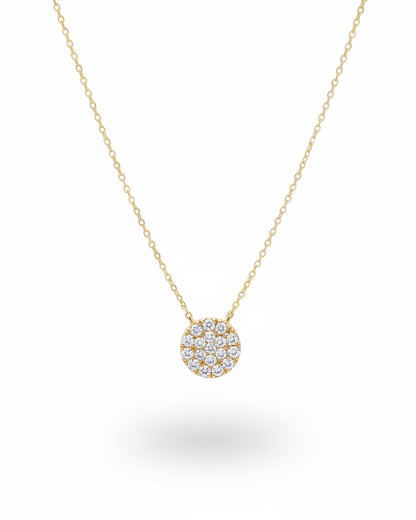 Classic Round Dainty Diamond  Necklace 14K