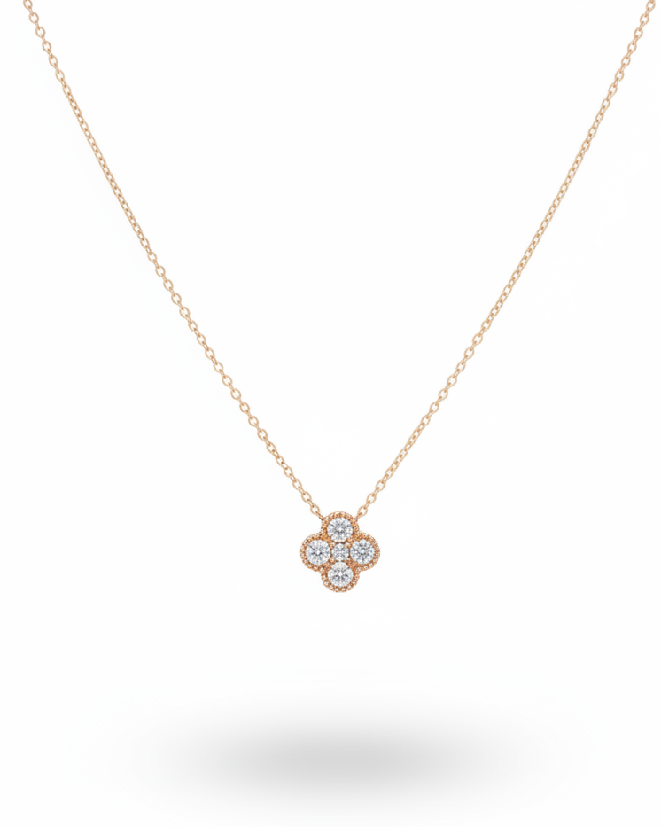 Classic Clover Dainty Diamond Necklace 14K