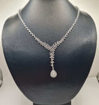 Classic Pear Shape Drop Art Deco Statement Diamond Necklace