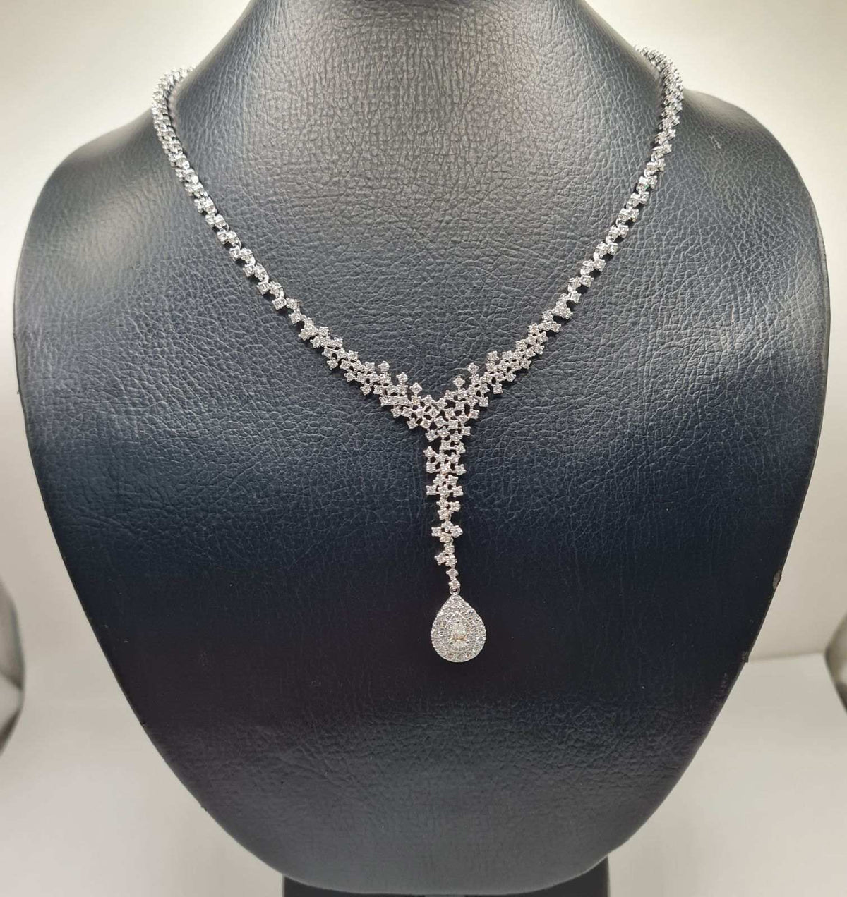 Classic Pear Shape Drop Art Deco Statement Diamond Necklace