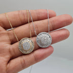 Classic Round Large Baguette Diamond Necklace 14K