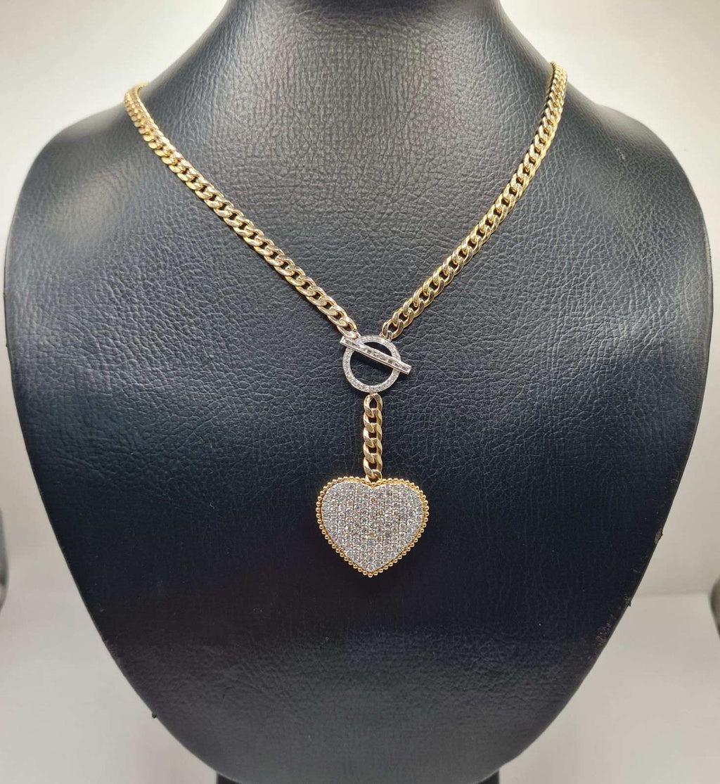 Classic Heart Locket Chain Diamond Necklace 14K