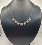 Classic Square Station Diamond Necklace 14K