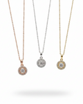 Classic Round Enlarger Setting Diamond Necklace 14K