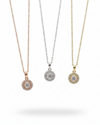 Classic Round Enlarger Setting Diamond Necklace 14K