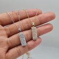 Rectangular Bar Diamond Pave Necklace 14K