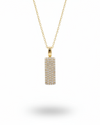 Rectangular Bar Diamond Pave Necklace 14K