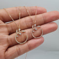 Rosegold Leaf Half Moon Diamond Pave Necklace 14K