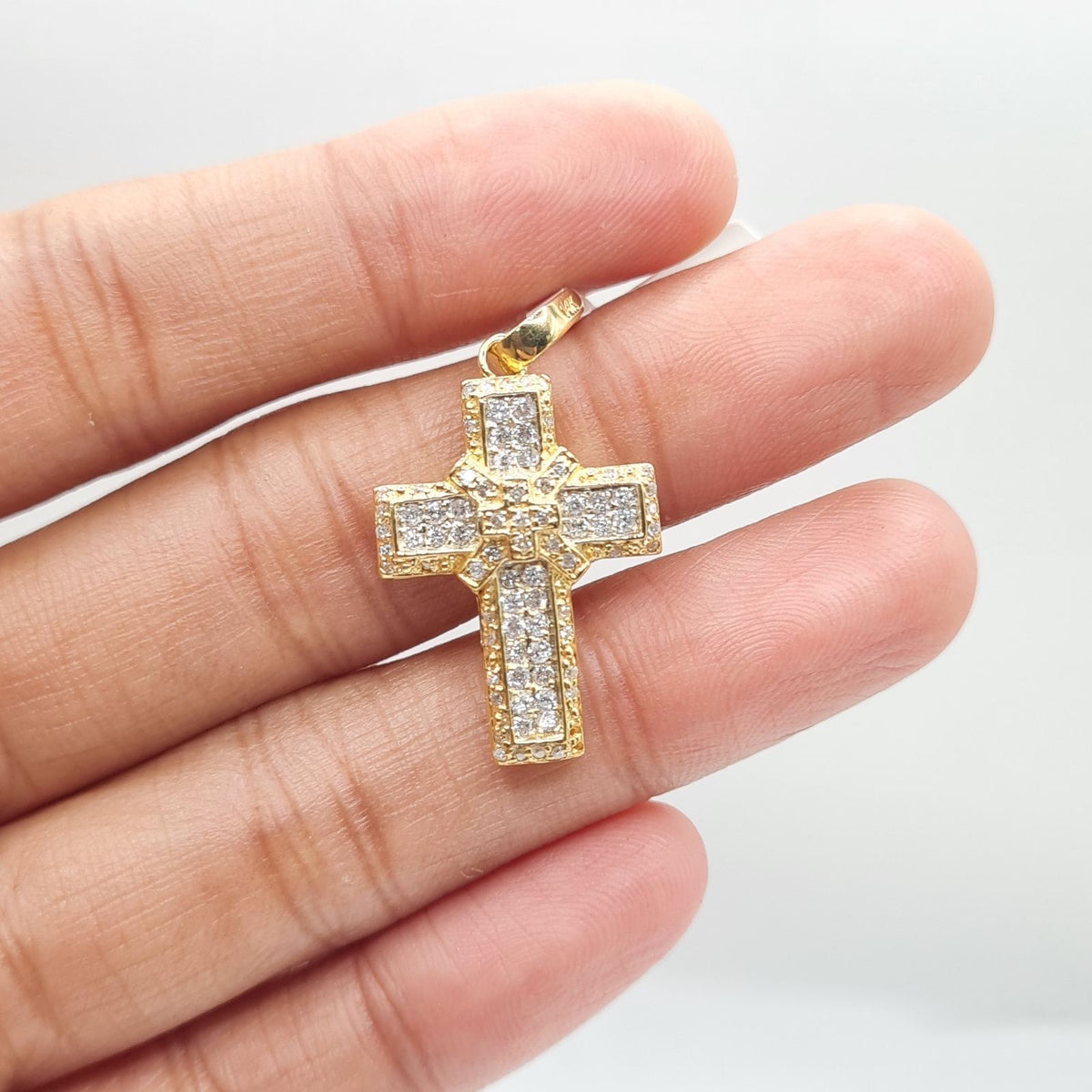 Golden Cross Diamond Necklace Pendant 14K