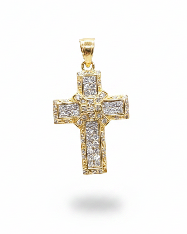 Golden Cross Diamond Necklace Pendant 14K