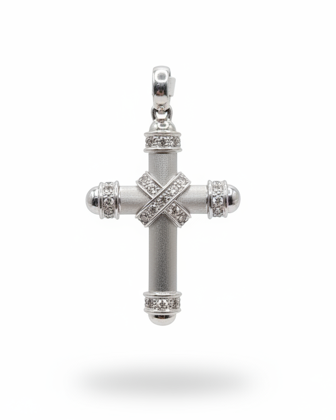 Cross Capsule Diamond Necklace Pendant 18K