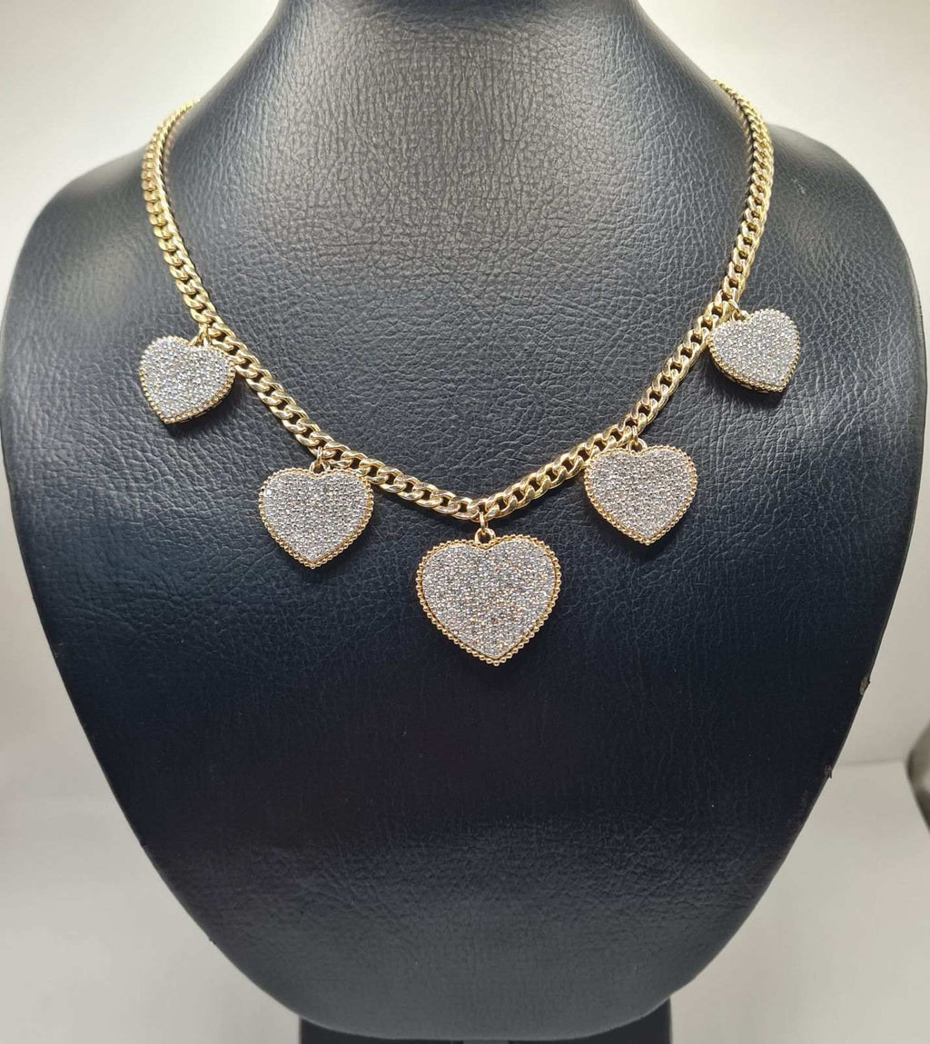 Classic Heart Station Diamond Pave Necklace 14K