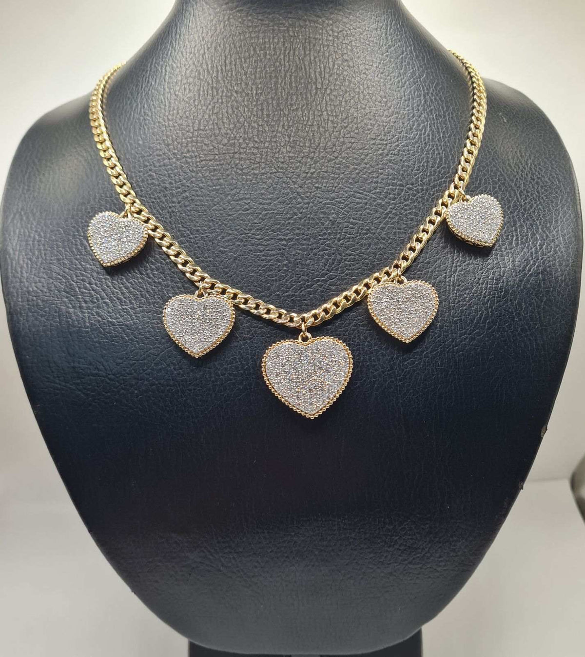 Classic Heart Station Diamond Pave Necklace 14K
