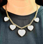 Classic Heart Station Diamond Pave Necklace 14K