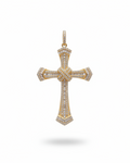 Small Golden Cross Baguette Paved Diamond Necklace Pendant 14K
