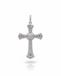 Small Cross Baguette Paved Diamond Necklace Pendant 14K