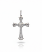 Small Cross Baguette Paved Diamond Necklace Pendant 14K