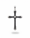 Cross White & Black Colored Diamond Necklace Pendant 14K