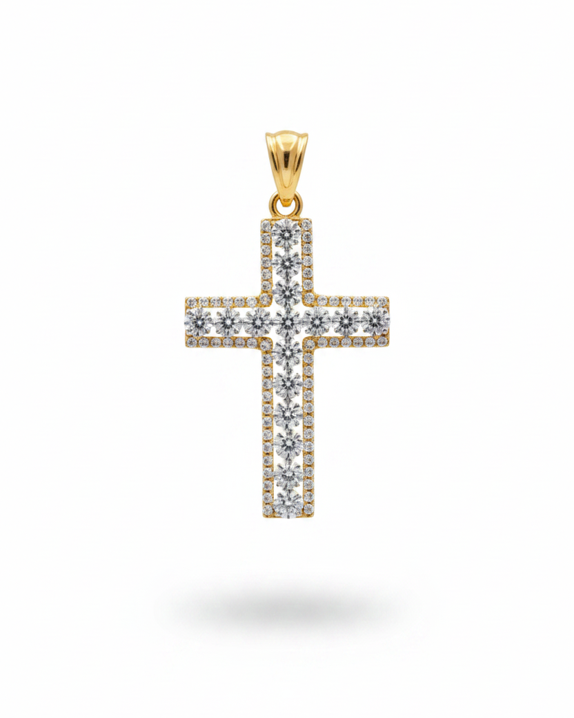 Golden Cross Diamond Necklace Pendant 14K