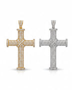 Large Full Paved Cross Diamond Necklace Pendant 14K
